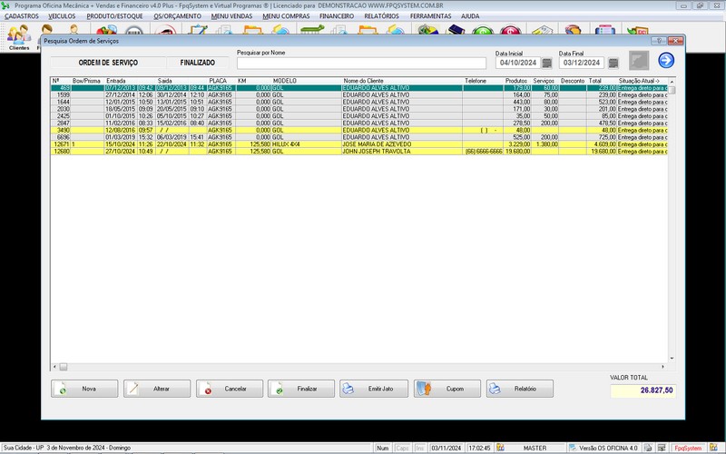Programa OS Oficina Mecanica com Ordem de Servio e Financeiro v4.0